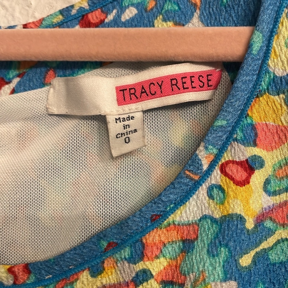 Tracy Reese Dress Blue Yellow Stretch Tank Dress Silk Lite Bright Size 0 - Picture 5 of 7